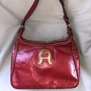 Vintage 1960s Etienne Aigner Red Leather Shoulder Bag